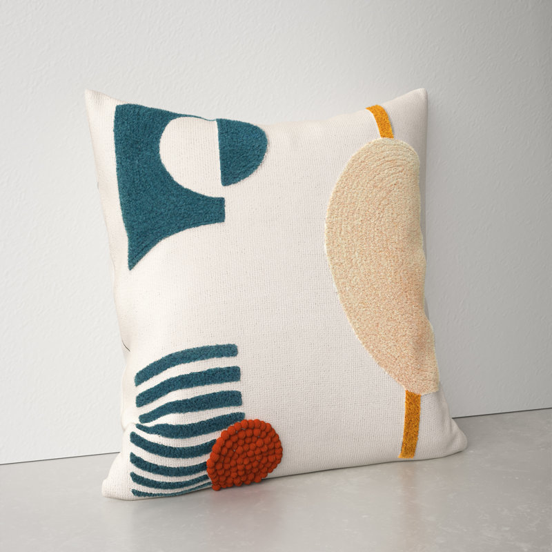 AllModern Fulbourn Cream Teal Square Throw Cushion Reviews Wayfair